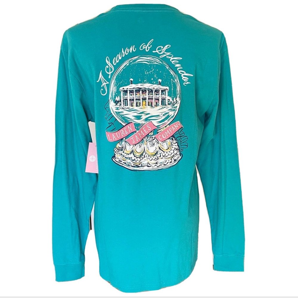 NWT! NEW! LAUREN JAMES SEASON OF SPLENDOR SNOWGLOBE T-SHIRT WINTER TEE WOMENS XS